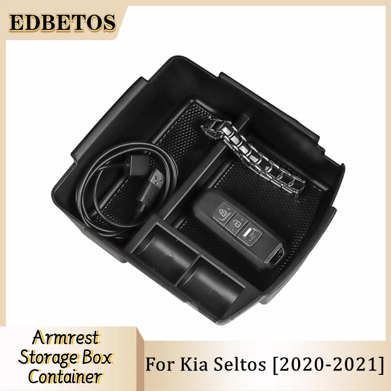 

For Kia Seltos 2020 2021 2022 2023 2024 Car Central Armrest Storage Box Seltos Accessories Center Console Organizer Containers