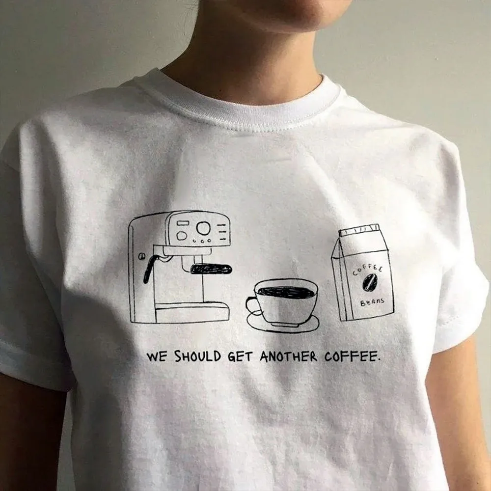 More Espresso Less Depresso Aesthetic Coffee Lover Graphic Tees Unisex Men Women White Short Sleeve Loose Cotton Casual T Shirts
