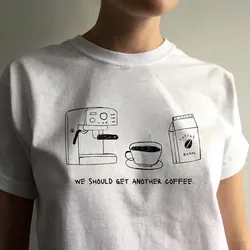 More Espresso Less Depresso Aesthetic Coffee Lover Graphic Tees Unisex Men Women White Short Sleeve Loose Cotton Casual T Shirts