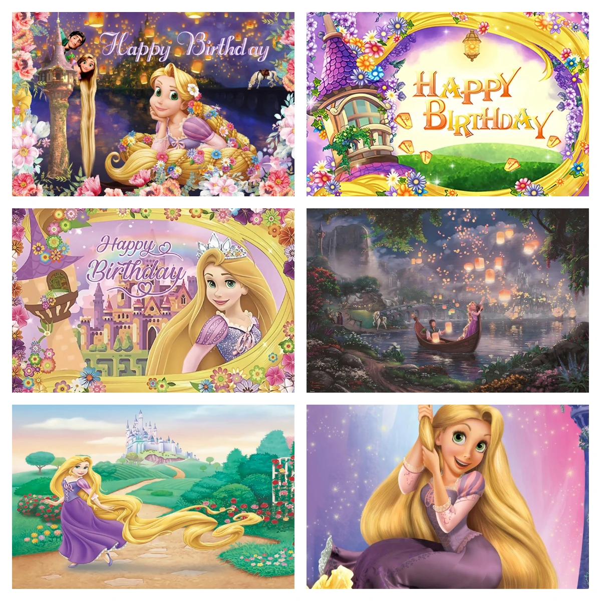 

Princess Tangled Rapunzel Baby Shower Photo Backdrop Background For Photography Girl Birthday Party Decor Props Supplies Banner