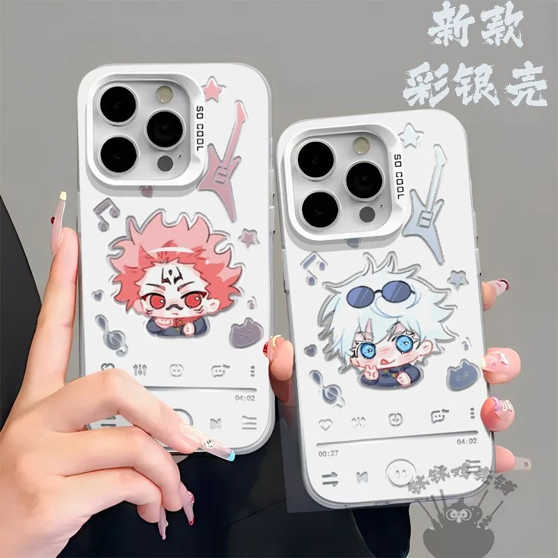 Japanischer anime gojo satoru geto suguru versilberung fall schutz für iphone 16 15 14 13 12 11 14 pro max luxus hard cover