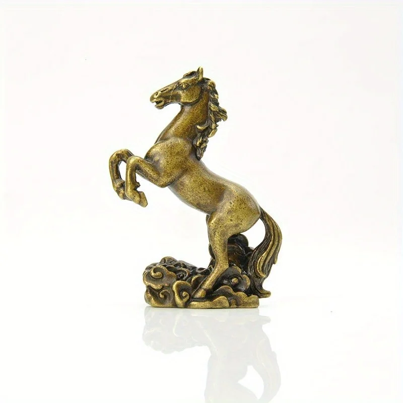 Copper Running Horse Sculpture Ornaments Retro Brass Animal Feng Shui Small Statue Office Desk Home Decorations Figurines