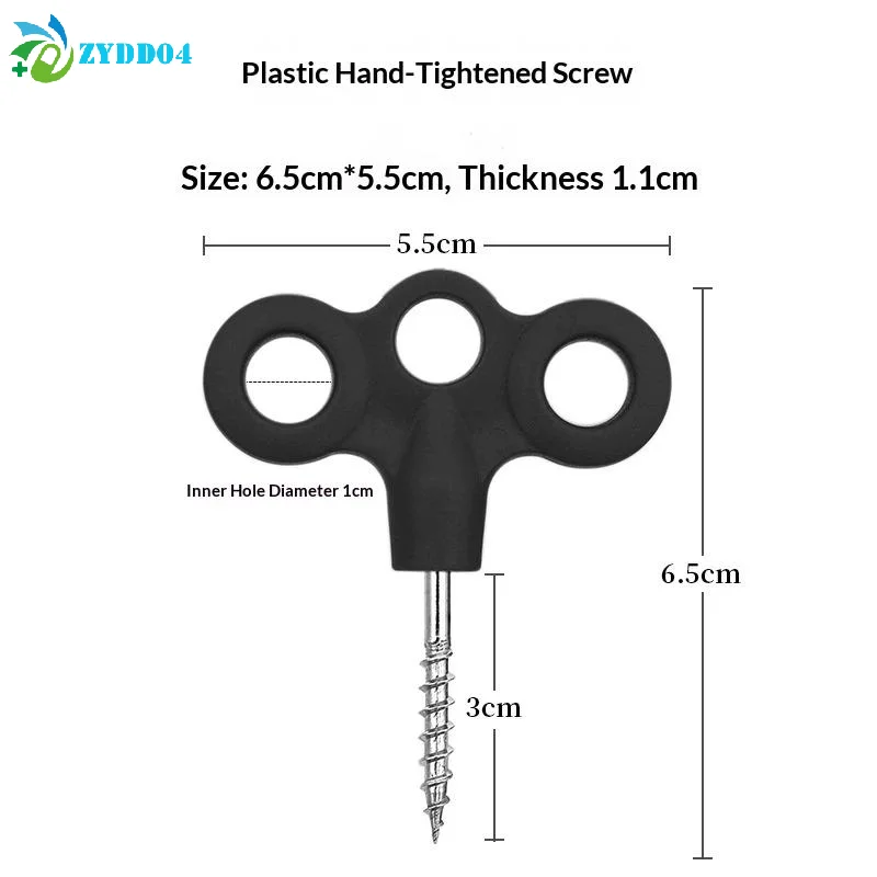 ●4Pcs Tent Stakes, 3-Eye Screw Pegs Stainless Steel For Camping Windproof Rope Nails With Threaded Design​