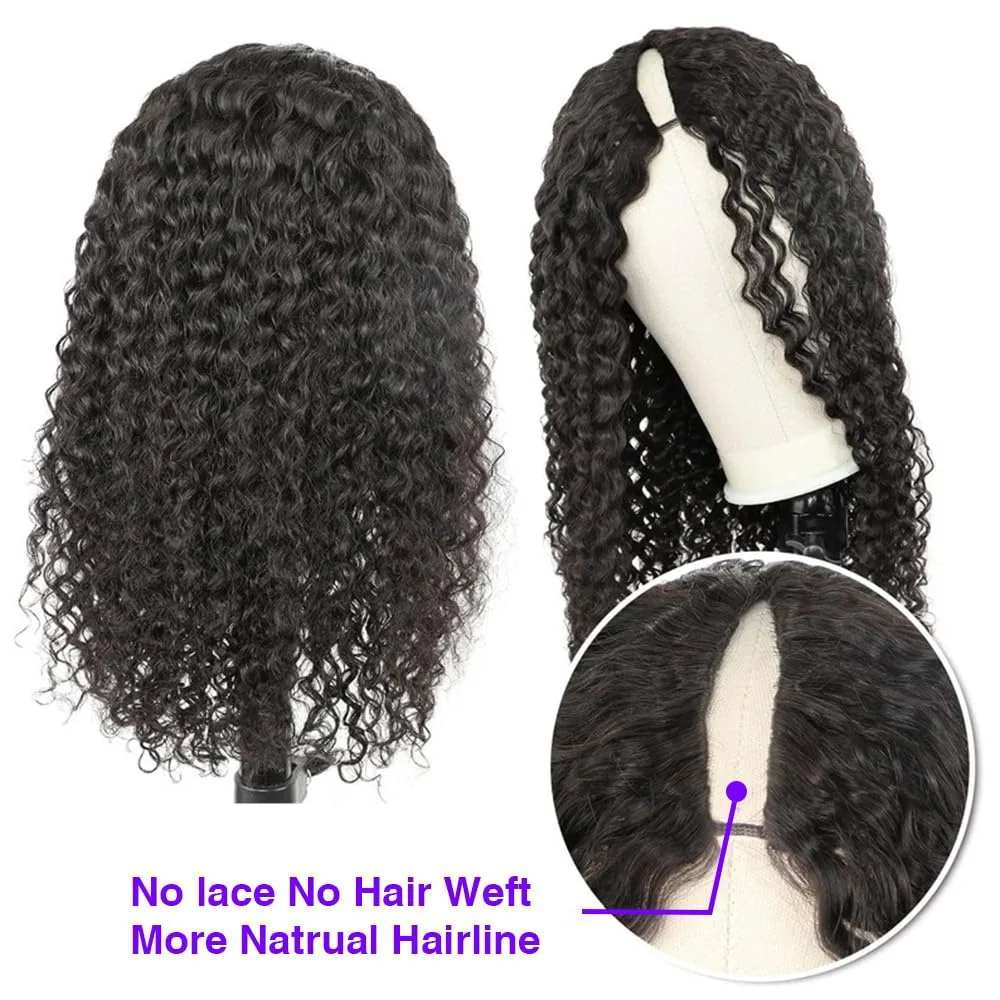 Kinky Curly Perucas de Cabelo Humano para Mulheres, Peruca Brasileira Parte V, Sem Deixar De Fora, Perucas Encaracoladas Profundas, 180%