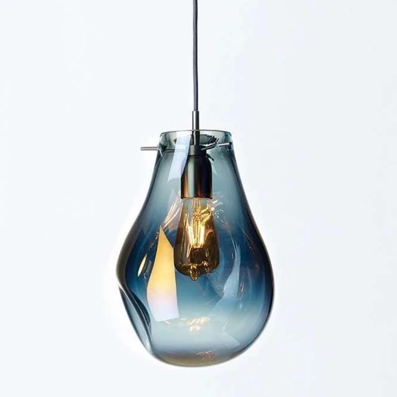 Modern Creative Colorful Glass Chandelier Contemporary Irregular Shape LED Pendant Light for Cafe Dining Room