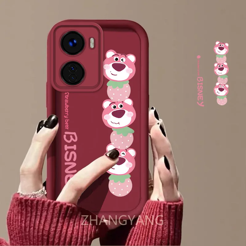 Case For VIVO Y16 Cute cartoon bear phone case with silicone TPU soft case anti drop and shockproof phone camera fully covered