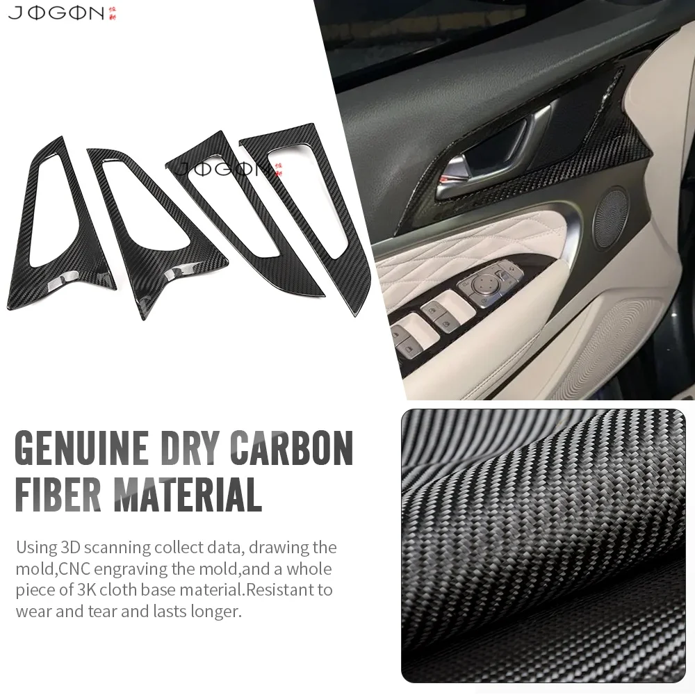 For Genesis G70 IK 2017 2018 2019 2020 UP Car Carbon Fiber Door Interior Handle Cover Door Inner Lock Decorative Trim Mouldings