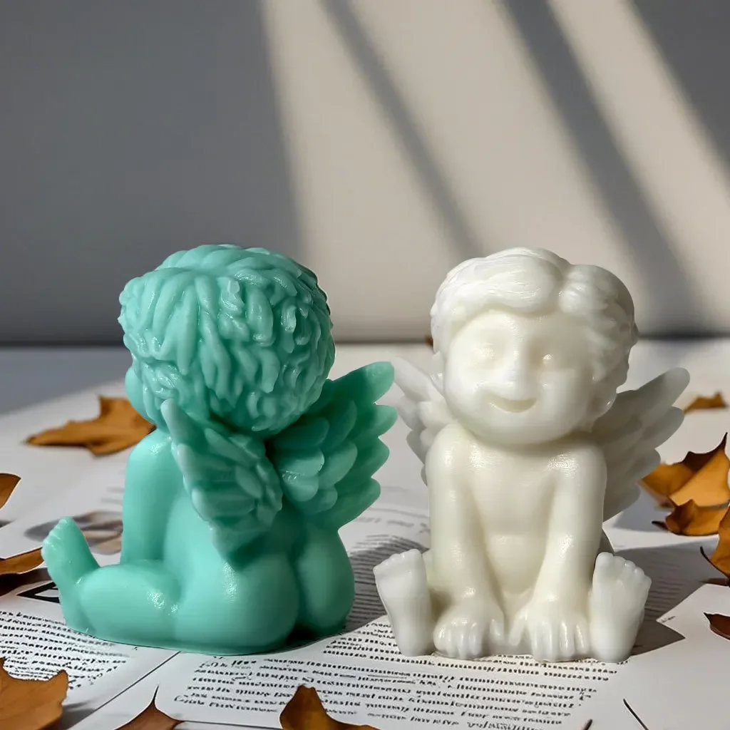 طفل الملاك شمعة الجص قالب صابون يدوي الصنع كريستال الملاك الصغير مع الجناح الايبوكسي الراتنج قالب قالب قالب من السيليكون