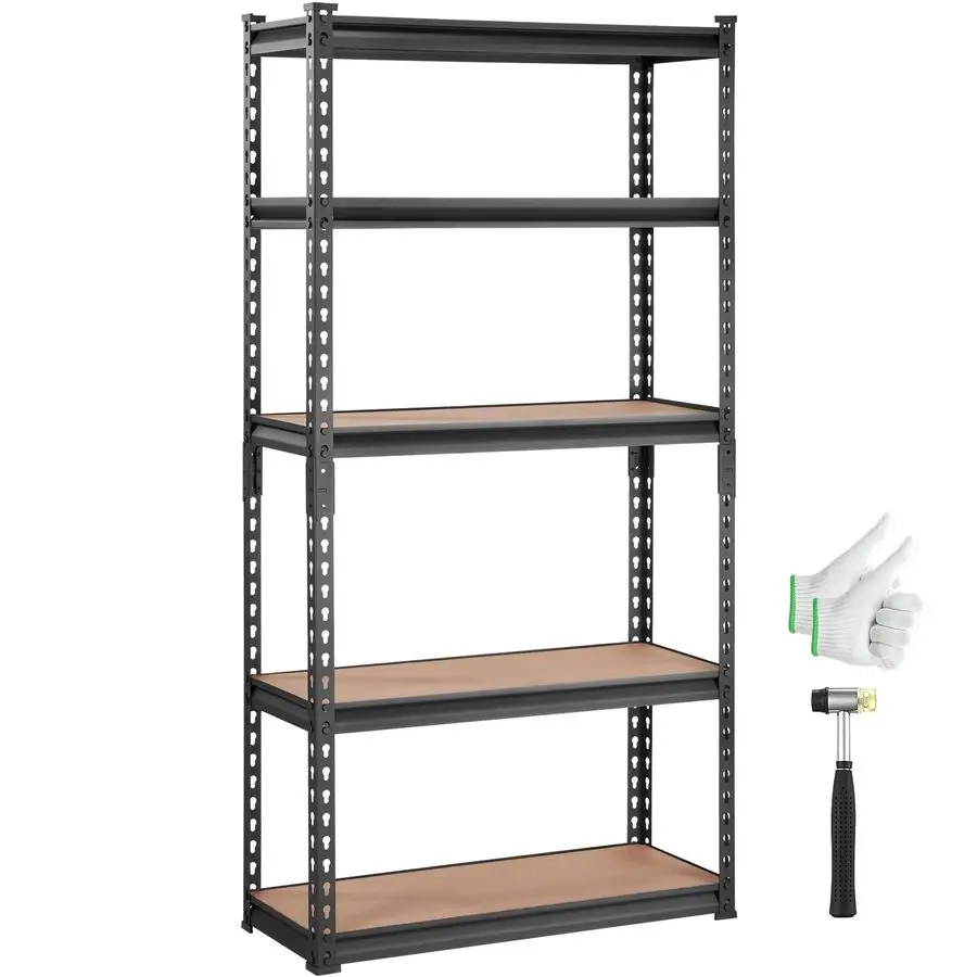 

Storage Shelving Unit, 5Tier Adjustable, 2000 lbs Capacity, Heavy Duty Garage Shelves Metal Organizer Utility Rack, Black, 30 L