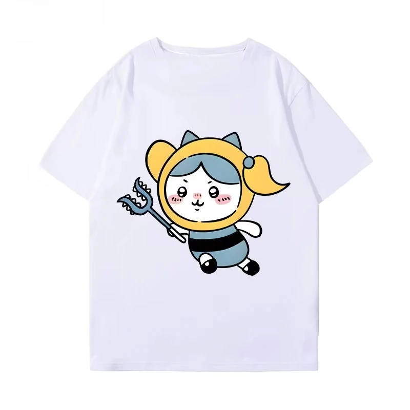 Chiikawa Usagi Hachiware Cute Cartoon Graphic T‑Shirt, Unisex Lovely Casual Summer Short‑Sleeve Streetwear Daily Top