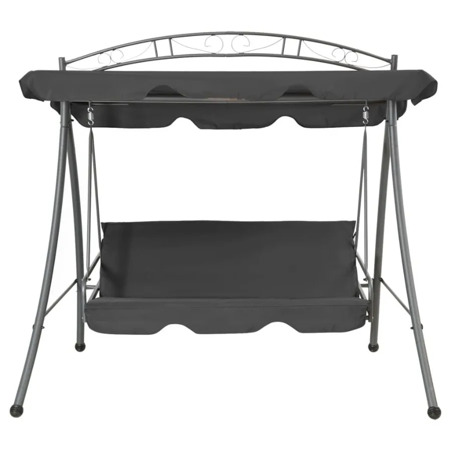 Outdoor Convertible Swing Bench with Canopy Anthracite 78x47.2x80.7 Steel