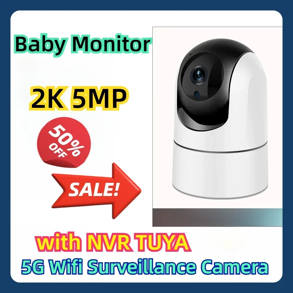 

5G Wifi Surveillance Camera Mother Kid Security-protection Work with NVR TUYA Alexa 2K 5MP Baby Monitor Indoor Baby Item