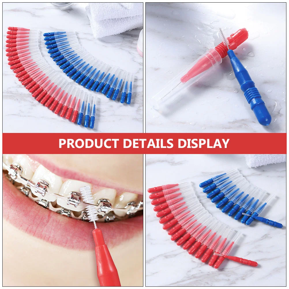 50pcs 2.5mm Interdental Palitos Entre Limpeza Floss Picks Cavidade Flosser Brushes Boca Cuidados de Limpeza Escova Ferramentas Azul