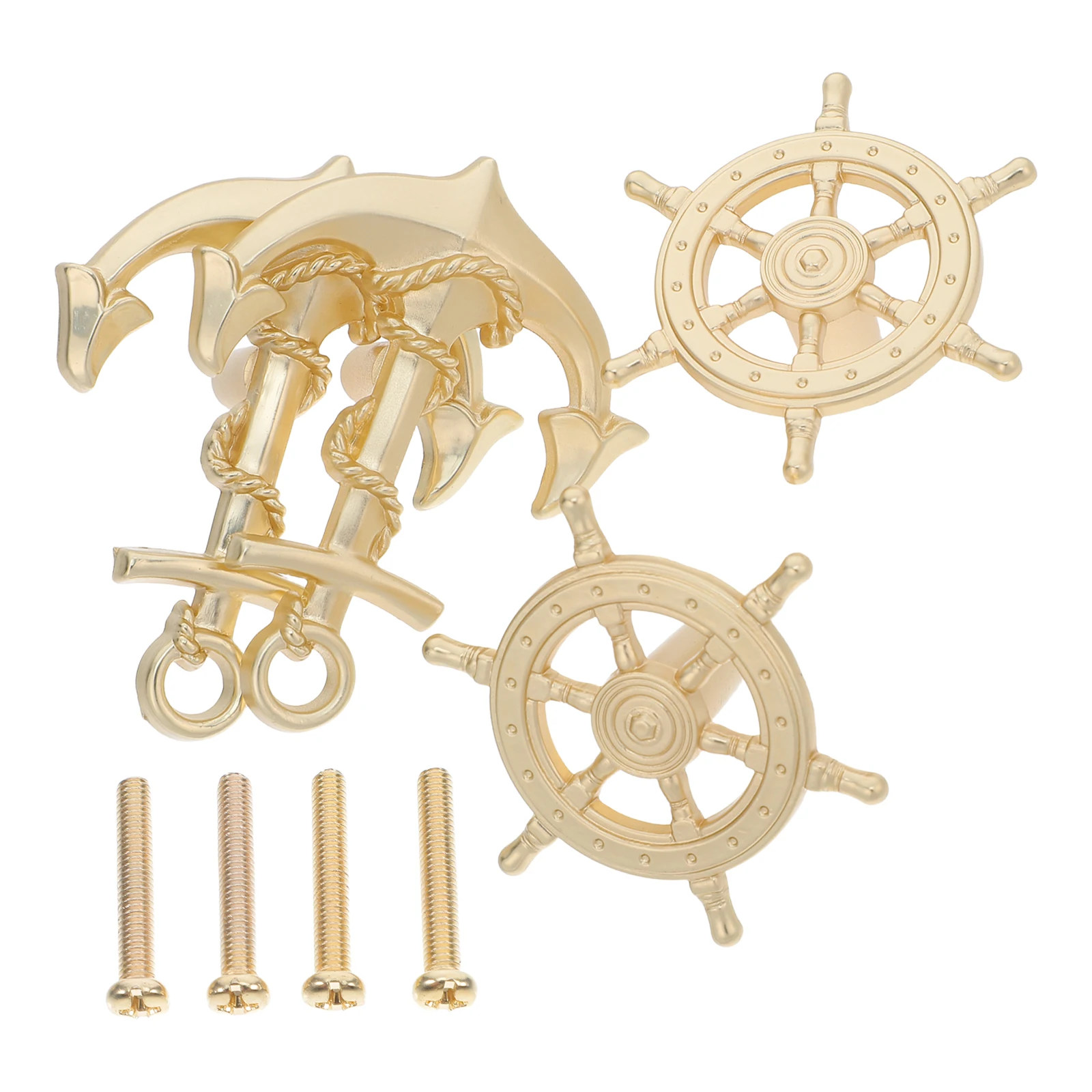 

4pcs Retro Cabinet Handles Vintage Ship Wheel And Anchor Drawer Pulls Decorative Furniture Knobs For Dresser Wardrobe Closet