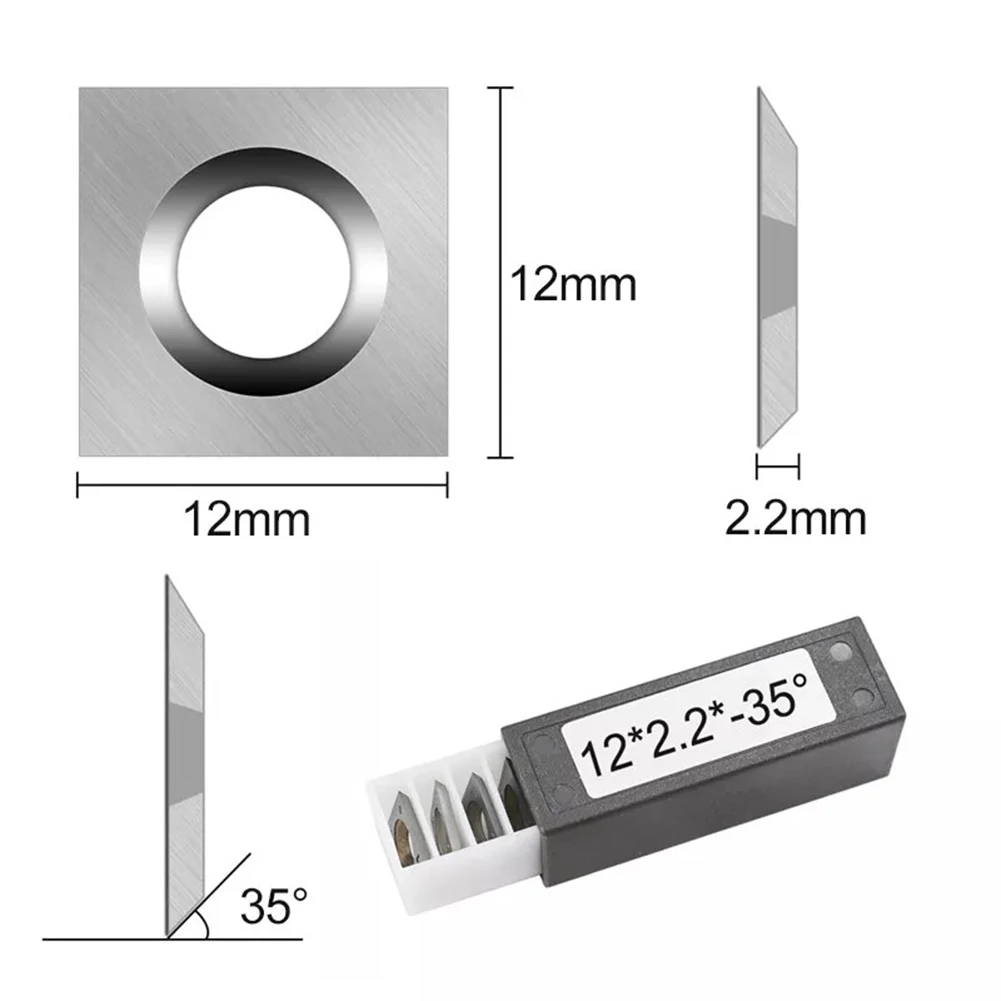 10pcs Square Carbide Inserts Blades 12x12x2 2mm for Woodworking Lathe and Planer Tools Featuring 35 Degree Bevel and Four Edges