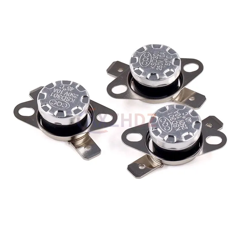 5PCS 평상시 열림 KSD301 10A 250V 0-160도 평상시 닫힘 베이클라이트 KSD-301 온도 스위치 온도 조절기 센서 50 60 65