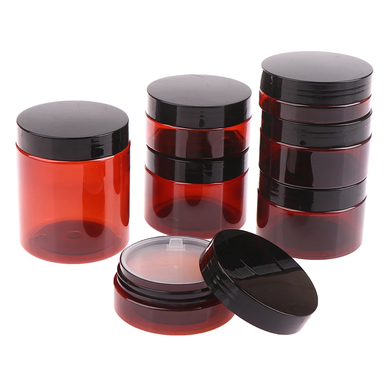 30-250ml PET Amber Color Cosmetic Face Cream Refillable Bottles Lip Balm Sample Lotion Gel Container Empty Makeup Jar Pot