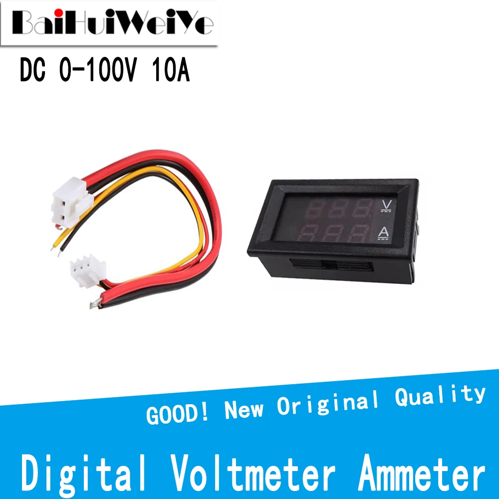 

DC 0-100V 1A 10A Digital Voltmeter Ammeter Dual Display Voltage Detector Current Meter Panel Amp Volt Gauge 0.28" Red Blue LED