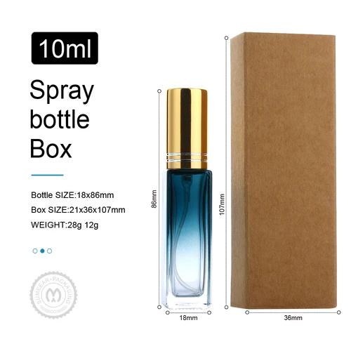 Imagen 2 del producto Botella de Perfume de vidrio cuadrado grueso recargable con caja, botellas de bomba de pulverizador portátil, contenedor vacío, venta al por mayor, 10ml