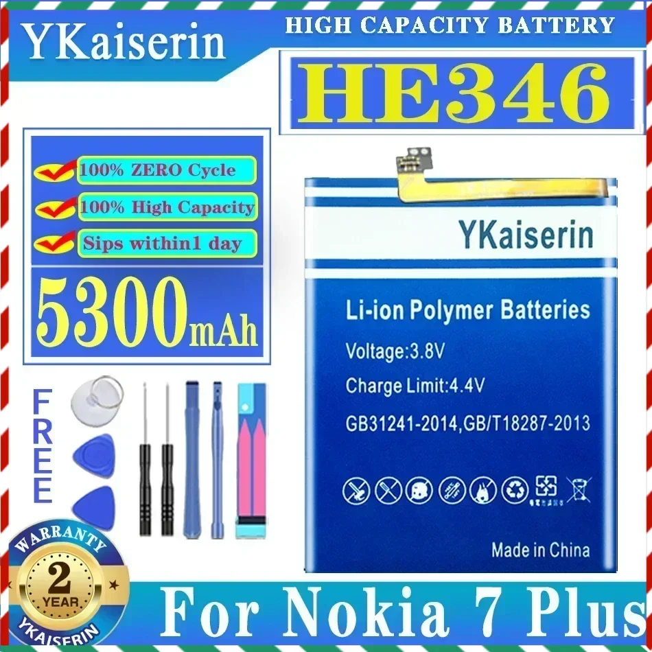 HE346 5300mAh Mobile Phone Battery for Nokia 7 Plus High Capacity For Nokia7 Plus Batteries Batteria + Track Code