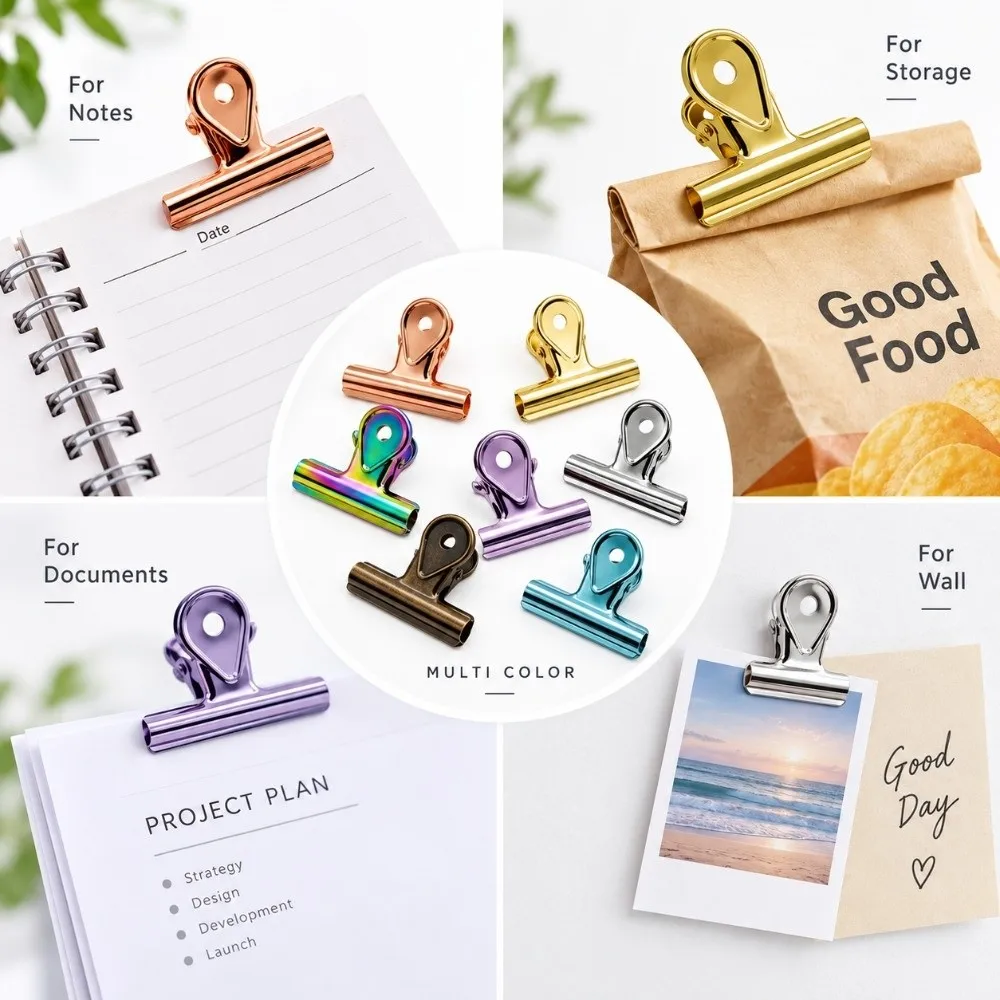 New Metal Bulldog Clips Heavy Duty Multipurpose Document Storage Ticket Clip Colorful Paper Clips Home Organization