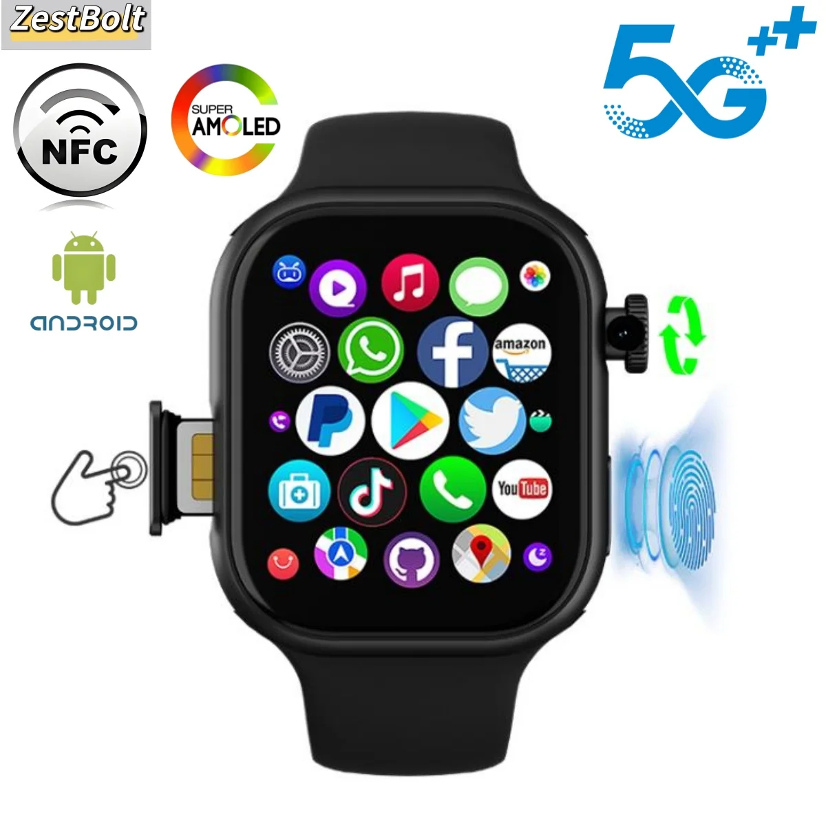 

Nerw S11 Smartwatch Touch ID 2.29inch Amoled 490*580 Android Smart Watch With 8MP Rotary Camera GPS WIFI NFC Google Play Store