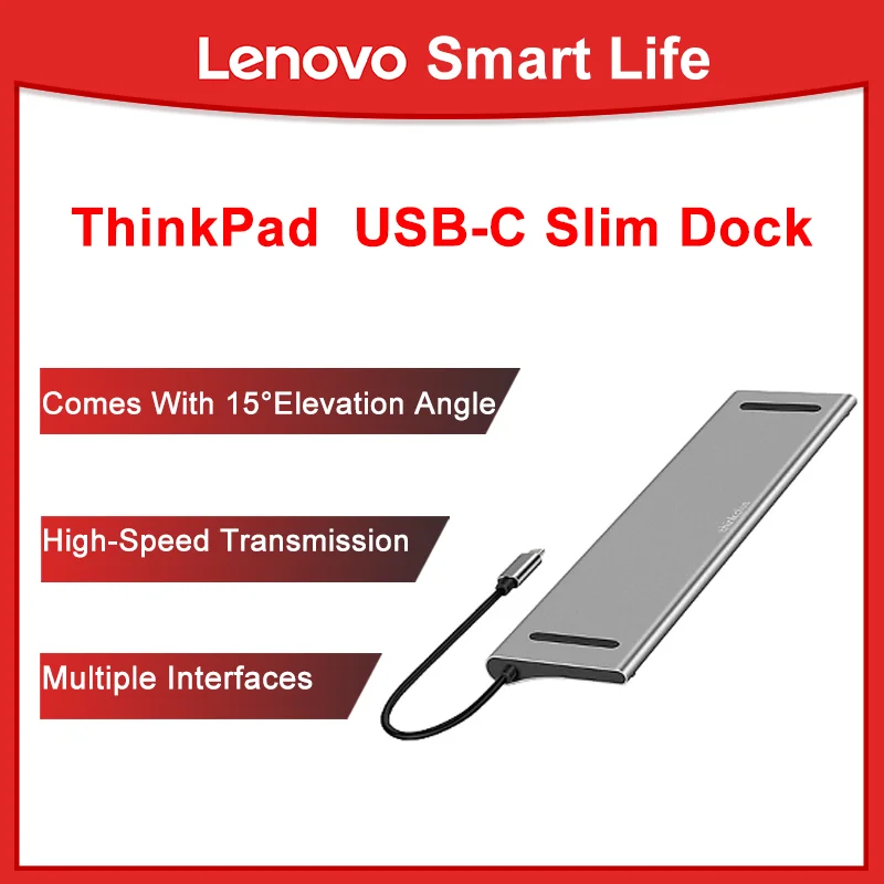 Original Lenovo Thinkplus USB-C Slim Docking Station BP-3251US Multiple Interfaces  Aluminum Aloy High-Speed Transmission 247g