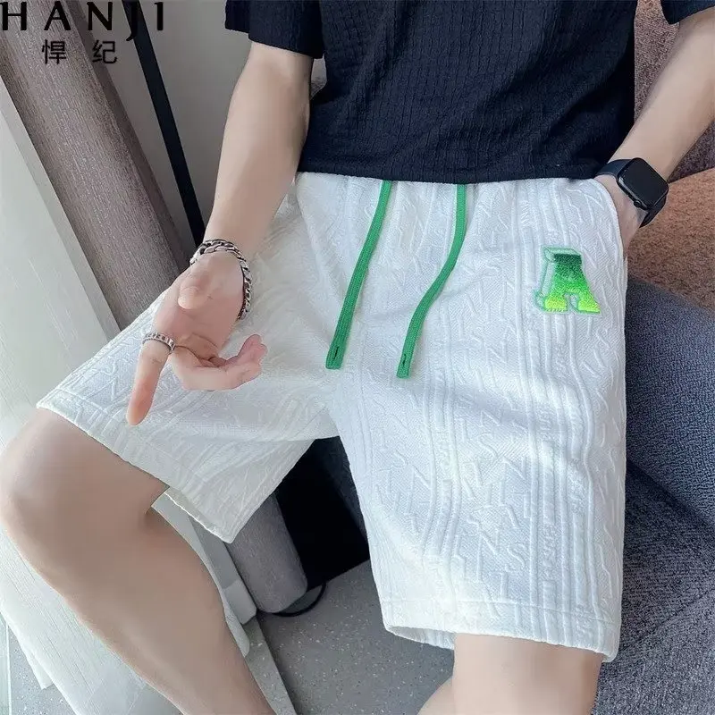 2023 Spring Men\'s Shorts Korean Fashion Green Shorts Harajuku High Street Men\'s Clothing Men\'s Casual Shorts At Home New