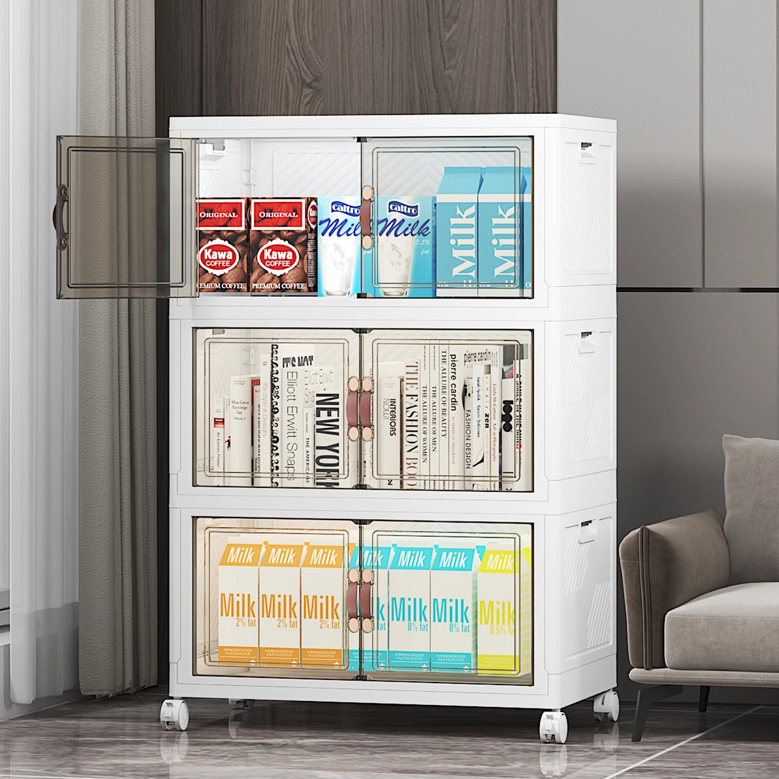 

UAMFURI Extra Large Stackable Storage Bins with Lids&Wheels,Collapsible Container Closet Organizers,Plastic Stackable Storage dr