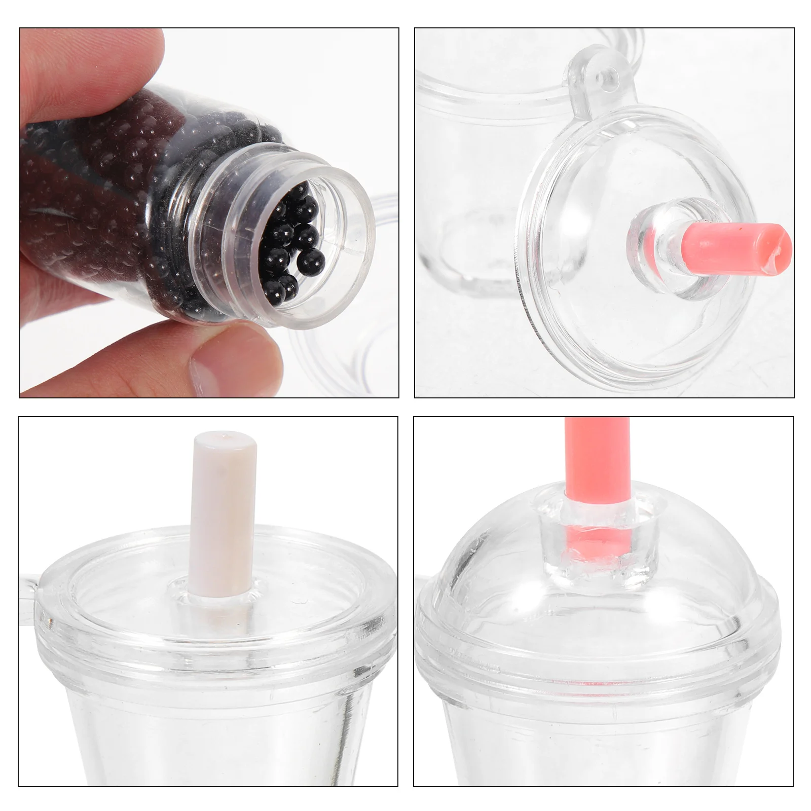 

1Set Milk Tea Keychain Accessories Mini Cup Pendants Plastic Charms DIY Resin Jewelry Craft Supplies for Pendants