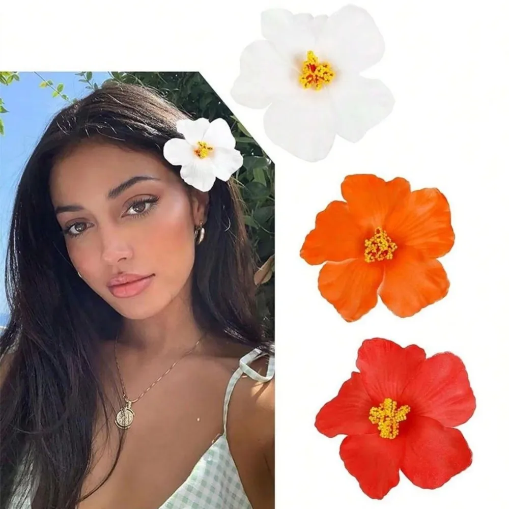 

Egg Flower Hawaiian Flower Hair Clips Romantic Headdress Hibiscus Hairpins Decorative Bohemian Flower BB Clip for Women Girls