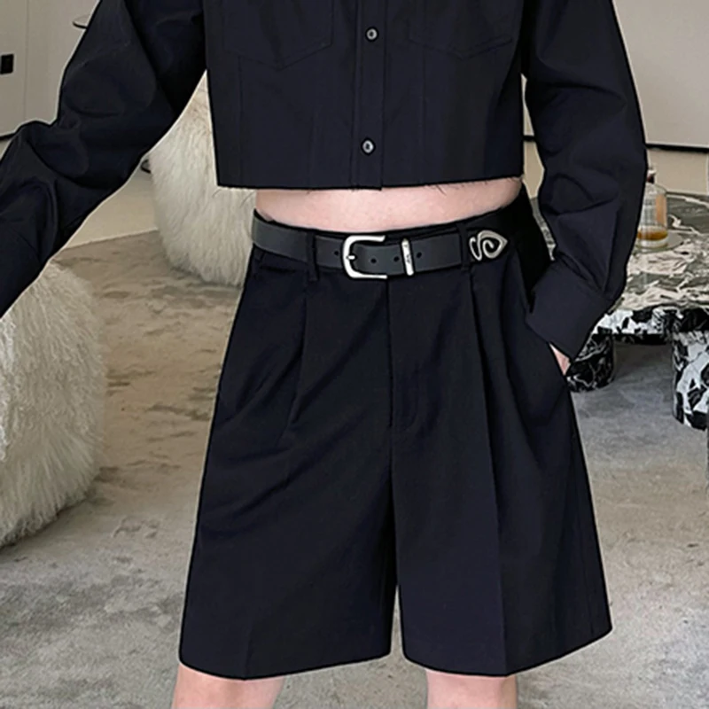 LUZHEN Summer New Solid Color Personality Elegant Five-point Pants Niche Design Original Stylish Korean Men Street Shorts LZ2856