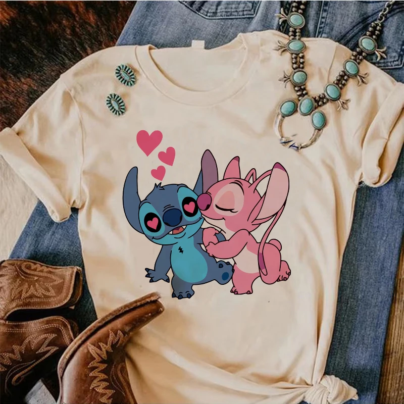 Gothic Sweet Shirt Disney Lilo Stitch Cartoon T Shirt Stitch Cute Manga T-shirt Y2k Graphic Tshirt Top Tee Clothes