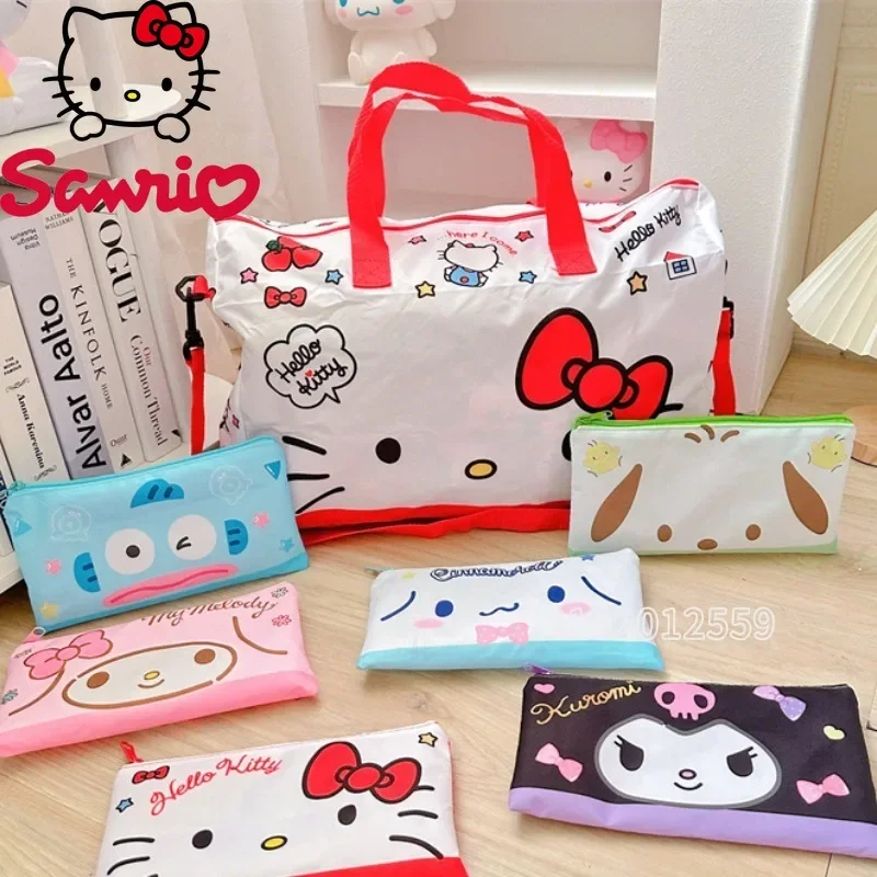 Miniso Hello Kitty's New Portable Travel Handbag Cartoon Cute Women's Travel Bag Large Capacity Folding Portable Luggage Bag