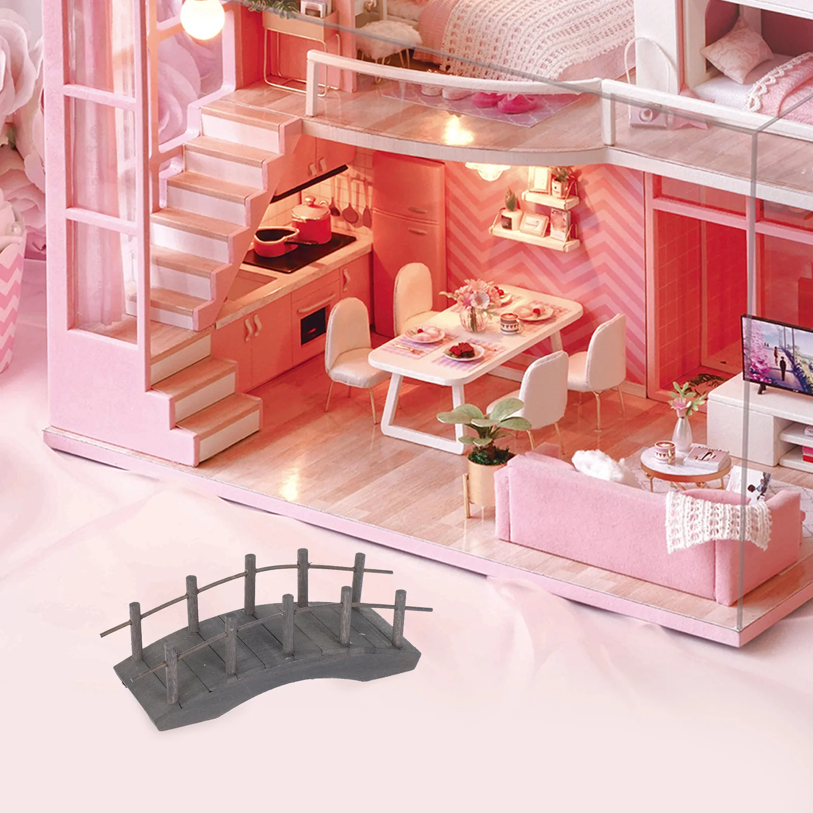 

Miniature Wooden Arch Bridge For Dollhouse Fairy Garden Micro Landscape House Accessories Small Footbridge Decor