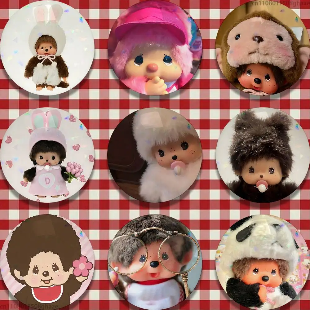 

Cute M-monchhichis-s Pins 58mm Cute Cartoon Badge Handmade Brooches for Backpack Accessories Jewelry Gifts