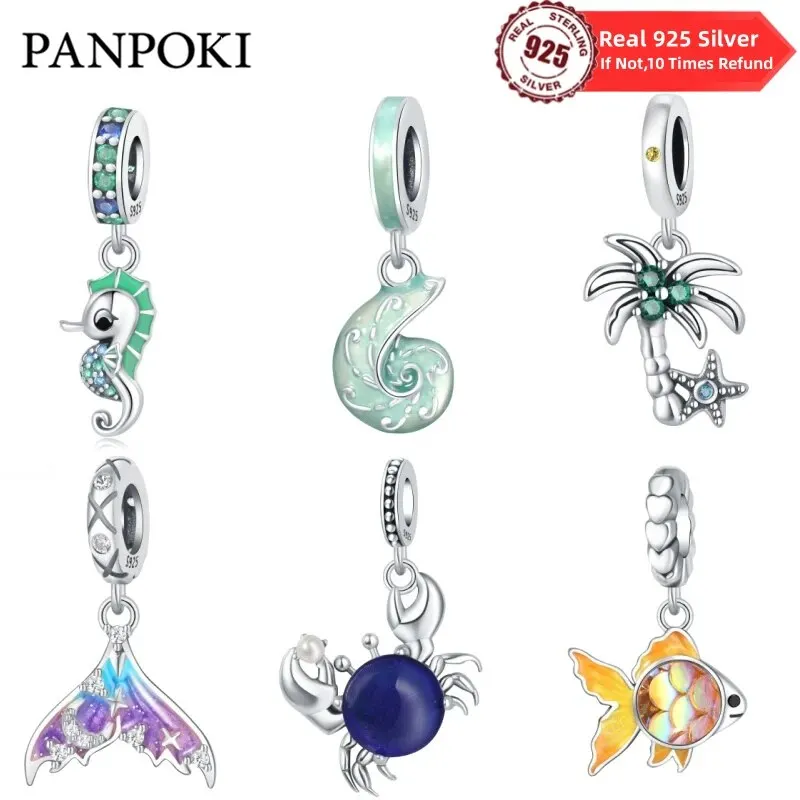 Fit Original Pandora Bracelet 925 Sterling Silver Seahorse Charms Beads Inlaid Zirconium Temperature Change Pendants Diy Jewelry