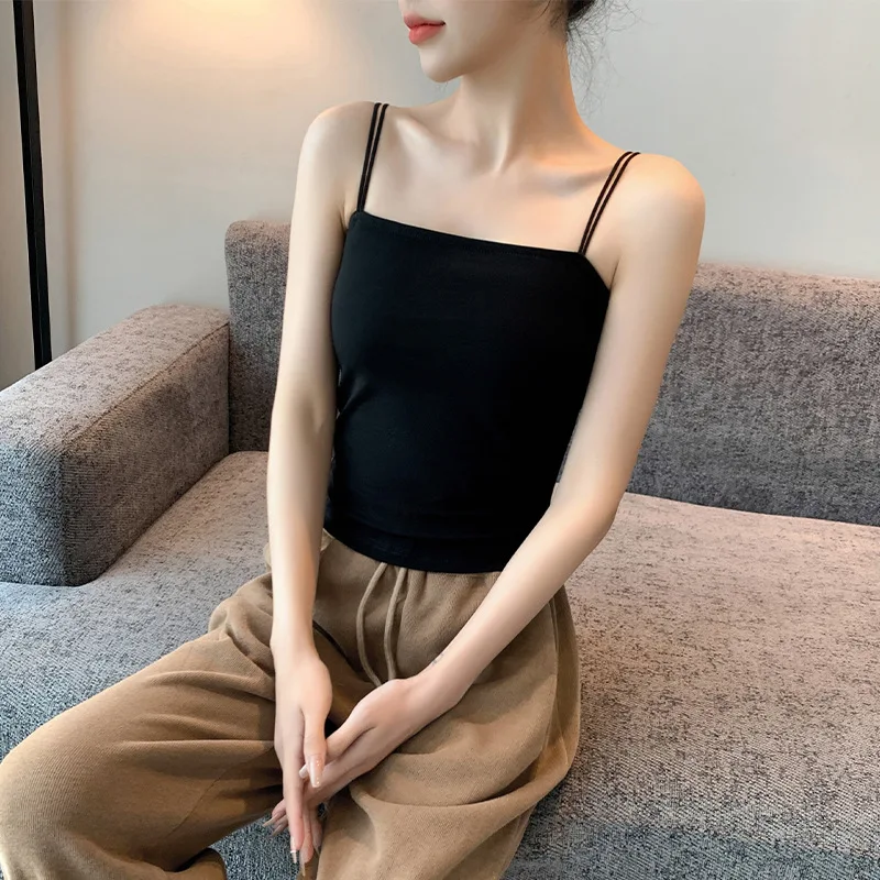 Pullover Vest off-Shoulder Cotton Sling Slim Fit Slimming Top Women's Underwear Bandeau Short Top Summer Base