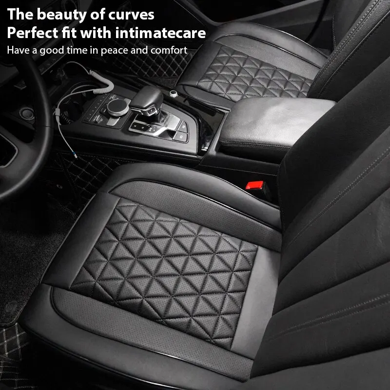 Car Seat Covers Cushion for Cars Trucks SUV Double Stitch Faux Leather BLACK Padded with Storage Pockets, Fits 95% of Vehicles