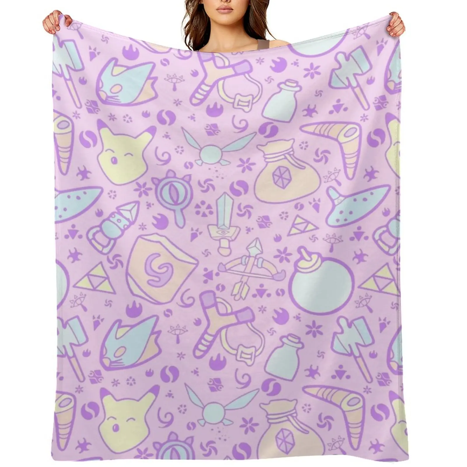 

Zelda Doodlez (Pink Pastel ver.) Throw Blanket Softest Plaid Custom Cute Plaid Blankets