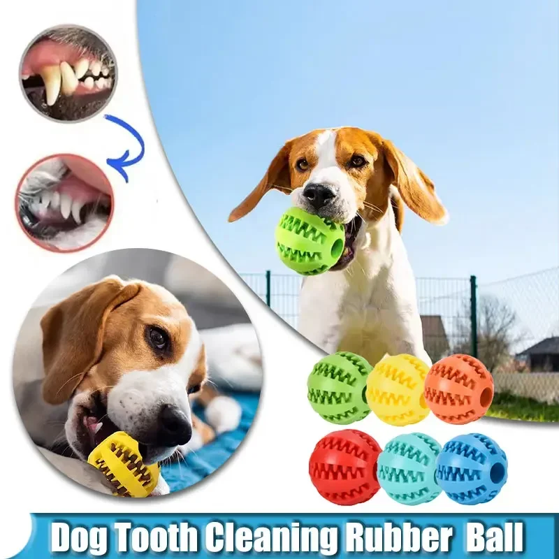 

Dog Toy Ball Interactive Elasticity Puppy Chew Toy Nontoxic Bite Resistant Dog Pet Food Treat Feeder Chew Tooth Cleaning Ball