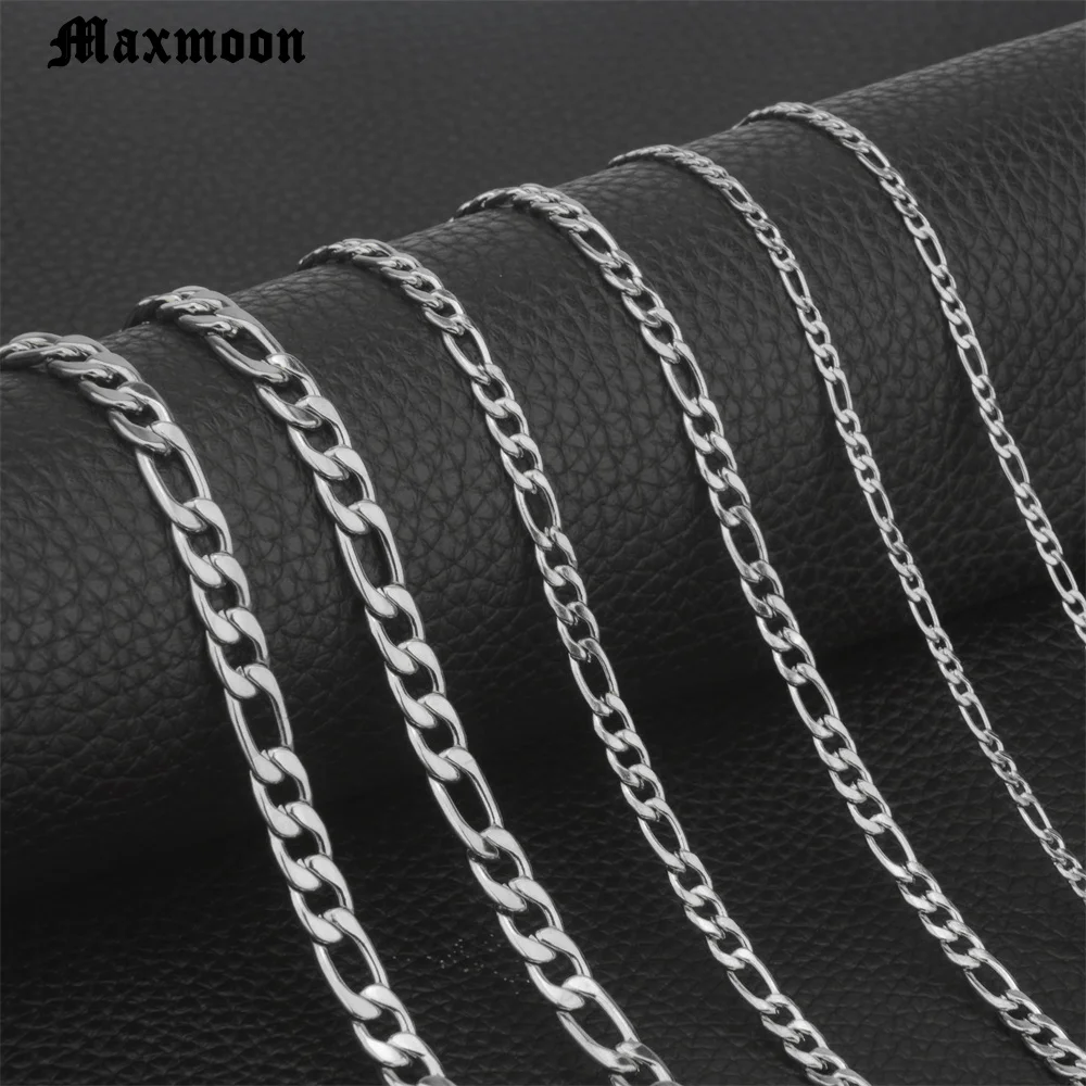 MAXMOON 2020 Fashion Classic Figaro Chain Necklace Men Stainless Steel Long Necklace For Men Women Chain Jewelry