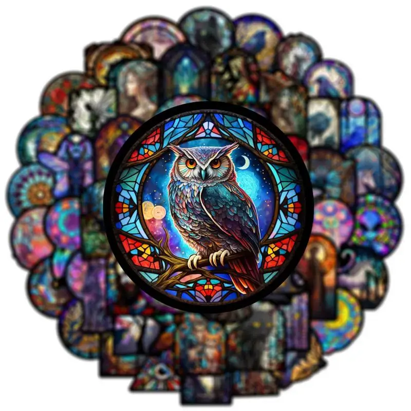 Stained Glass Window Cling 50pcs Film Sticker Glass Cling Decal Graffiti Stickers For Home Decor Anti-Collision For Homes