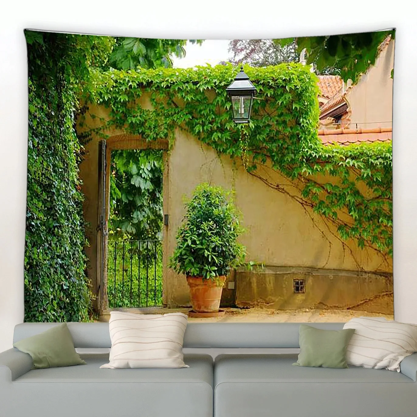 Printed tapestry European garden landscape background cloth modern home decoration living room wall hanging cloth