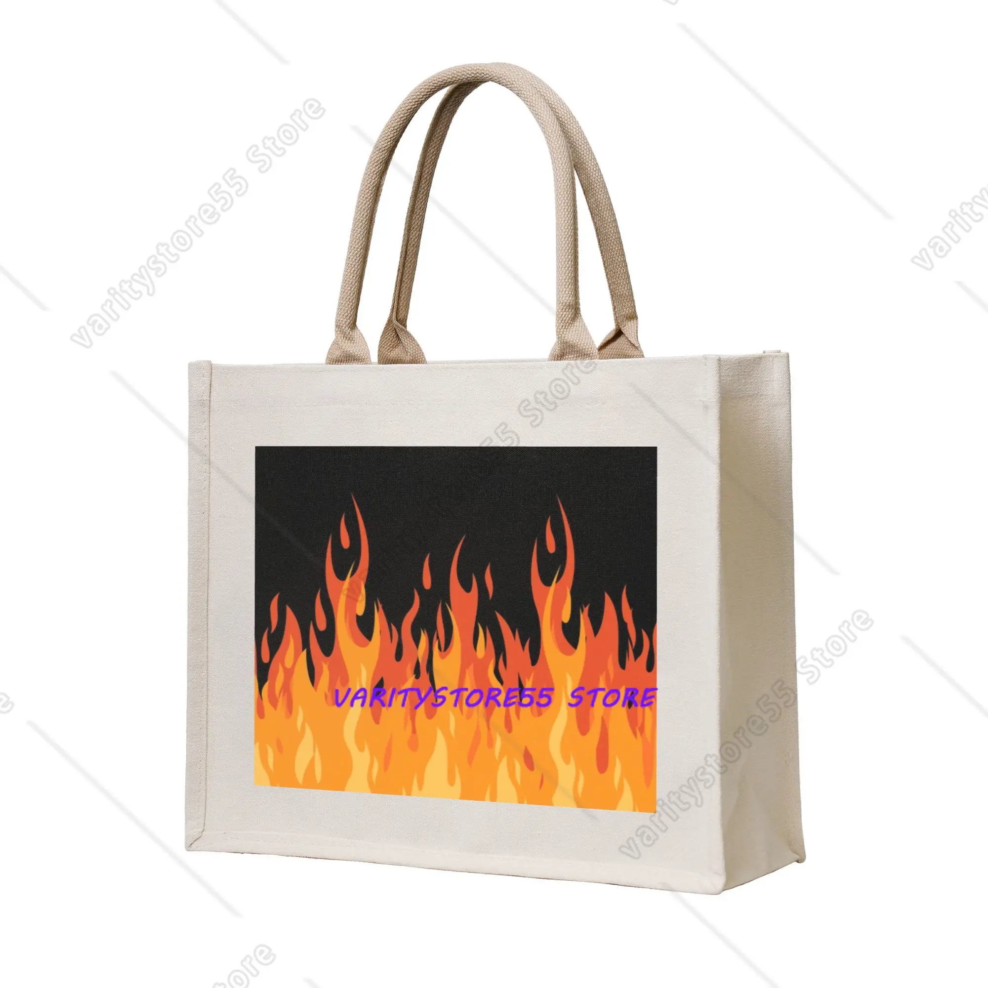 Recycling Big Fire Orange Flames Shopping Bag Women Tote Bag Portable Vintage Burning Flame Grocery Shopper Bags