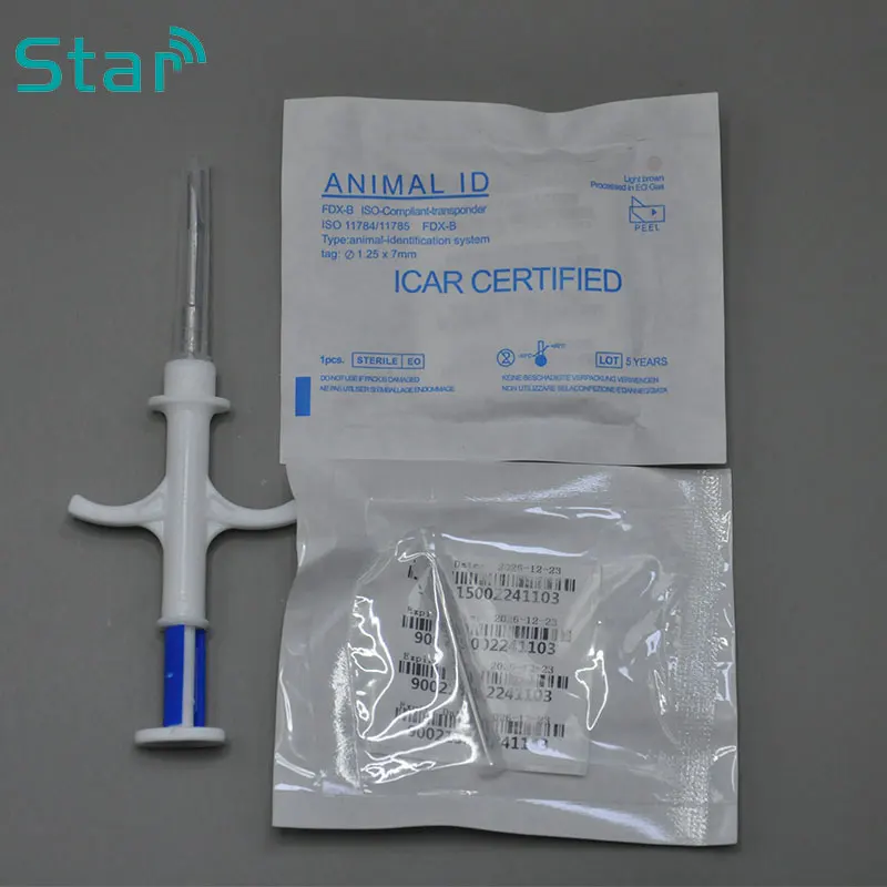 100pcs 2.12x12MM Separated Animal Needle FDX-B Pet ID Tag 134.2KHz Animal Microchip Syringe Injector for dorpshipping