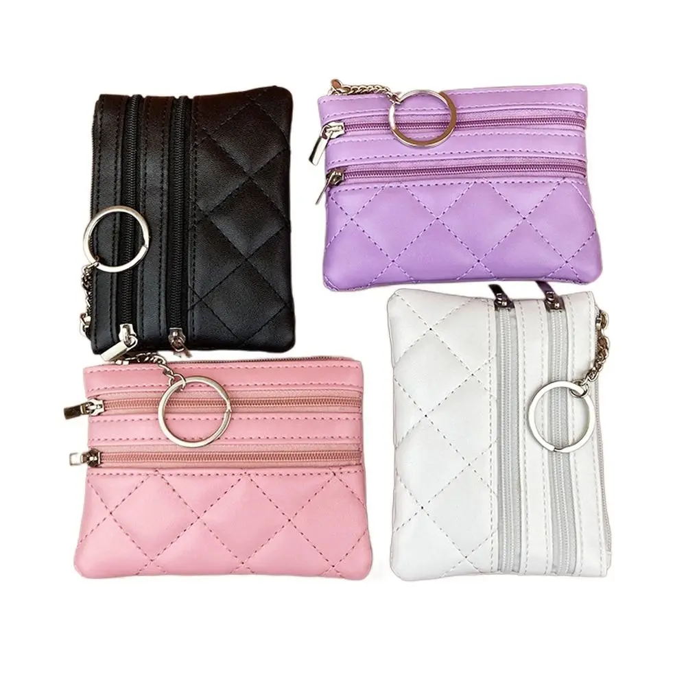 Small Makeup Bags Mini Storage Bags Lattice PU Leather Korean Card Holder Women Purse Wallets Grid Coin Purse Girls Money Bag