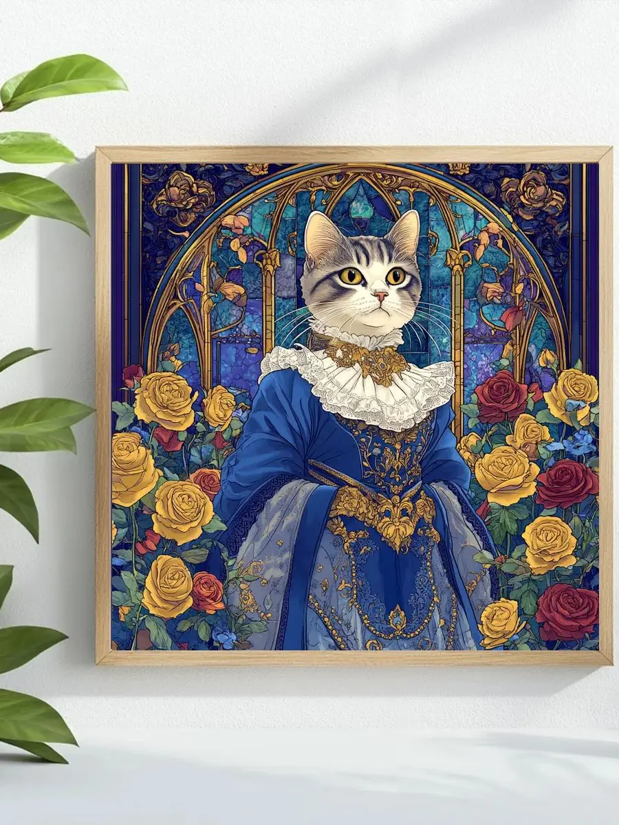 Blau gekleidete Adlame 40X40CM/15,74 Zoll Kreuzstich-Set DIY 11CT/14CT Stickerei Öko-Baumwollfaden Stickerei und Kreativität – Detail 1