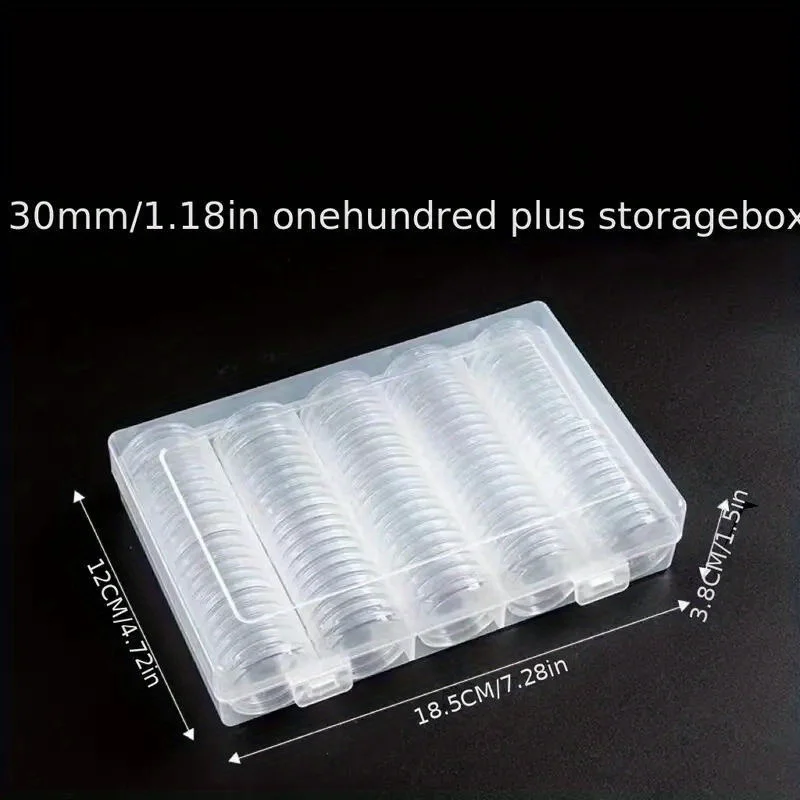 100Pcs 30mm Clear Plastic Coin Holder Capsules – Transparent Storage Boxes for Commemorative & Collection Coins, ZSY