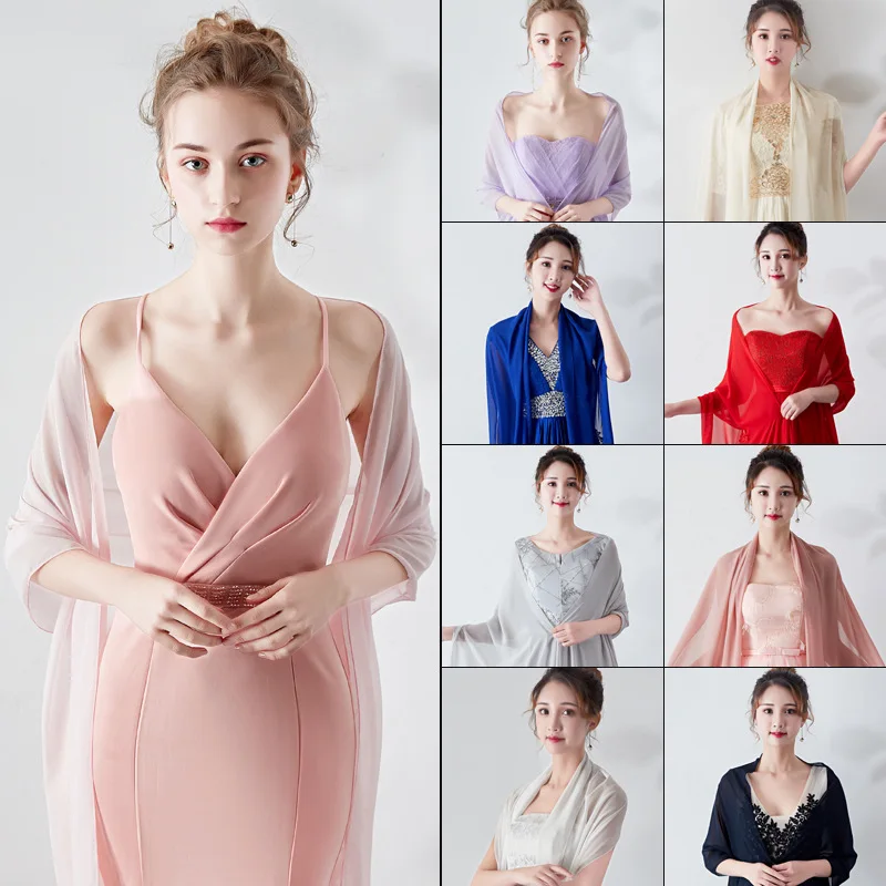 

Summer Wedding Shawl Sheer Embroidered Wraps for Brides Red White Black Purple Blue Colors